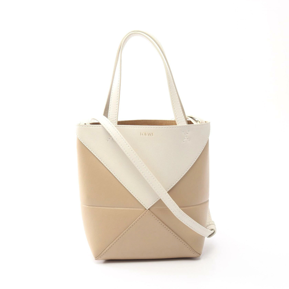 Loewe Puzzlefold Top Handle Bag Leather Ivory White Beige